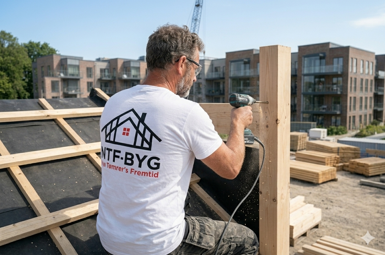 Tagrenovering — tømrer fra NTF-Byg på taget